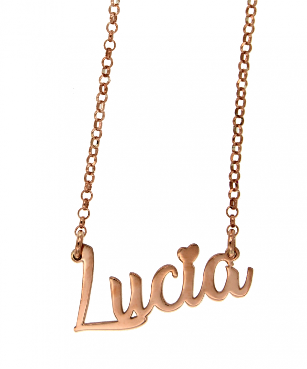 Collana con nome firma in corsivo verticale argento 925