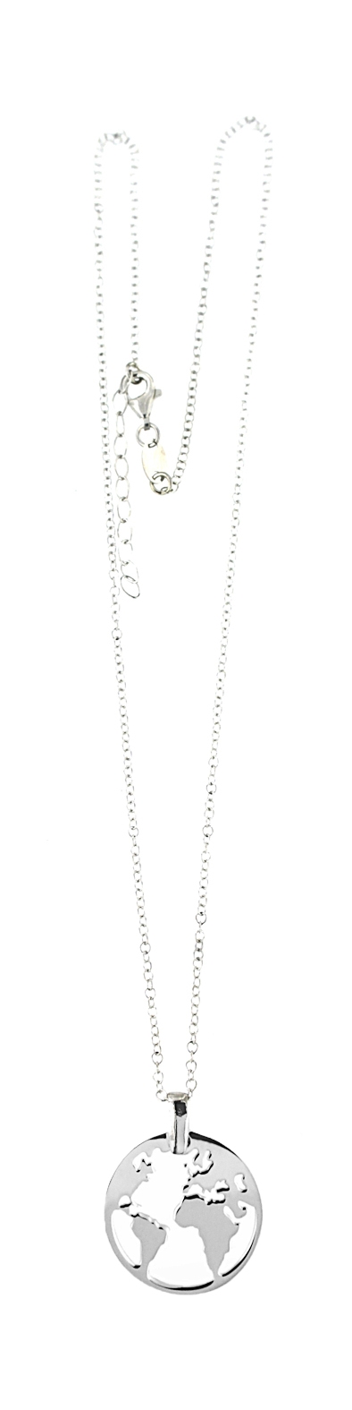 Collana Mappamondo In Argento 925 Con Catena 42 Cm – Gioiello Originale Per Viaggiatori E Donne, Con Scatola Regalo