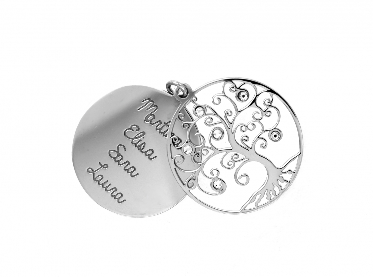 MicLee Orecchini A Lobo Con Albero Della Vita E Zirconi, Argento 925, Eleganti Per Donna E Ragazza