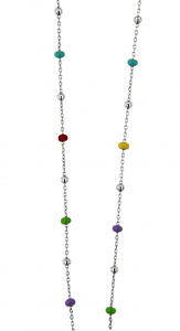 Collana in argento rodiato e smalto multicolor 60+5 cm
