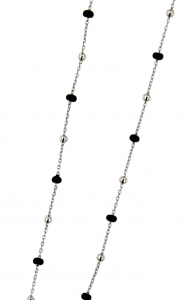 Collana argento rodiato e smalto nero | 60+5 cm 