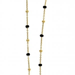 Collana in argento placcato oro e smalto nero