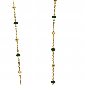  Collana in argento placcato oro e smalto verde scuro