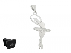 Ciondolino a forma di Ballerina con tut,  in argento 925 rodiato. Scatolina Moun in omaggio pronto per essere regalato.