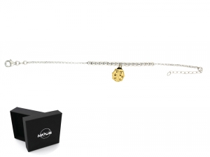 Bracciale con coccinella portafortuna in argento 925 anallergico.