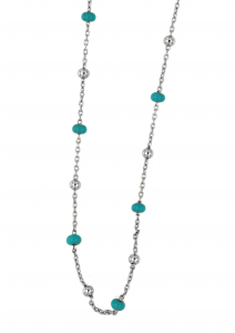 Collana girocollo in argento rodiato e smalto celeste