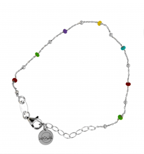 Bracciale in argento rodiato e smalto multicolor