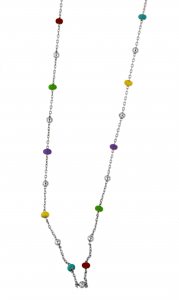 Collana girocollo in argento rodiato e smalto multicolor 
