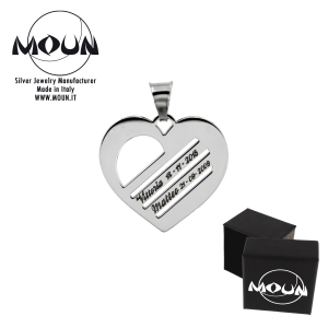 Ciondolo A Cuore In Argento 925 Con Incisione Cuori Intrecciati, Medaglione Apribile, Disponibile Con Catenina Argento 40,6/45,7/50,8 Cm, Regalo Per Fidanzati, San Valentino, Anniversario, Confezione Regalo Inclusa