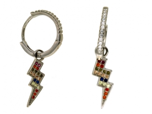 Orecchini hoops con fulmine e zirconi colorati 