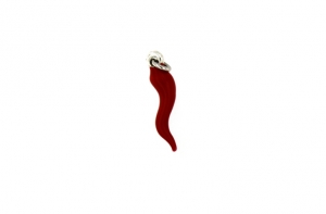 Corno portafortuna piccolo |  Argento smaltato di rosso 